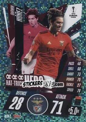 Sticker Darwin Núñez - UEFA Champions League 2020-2021. Match Attax Extra n. HTH1 - Panini