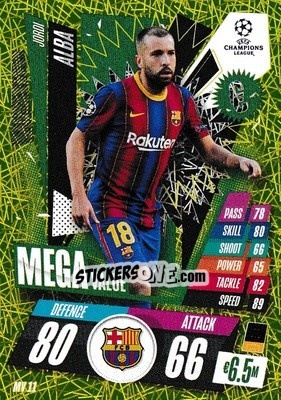 Sticker Jordi Alba - UEFA Champions League 2020-2021. Match Attax Extra n. MV11 - Panini