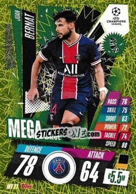 Sticker Juan Bernat - UEFA Champions League 2020-2021. Match Attax Extra n. MV21 - Panini