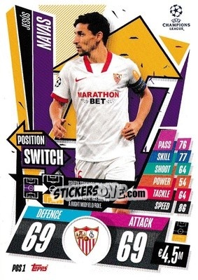 Sticker Jesús Navas - UEFA Champions League 2020-2021. Match Attax Extra n. POS1 - Panini