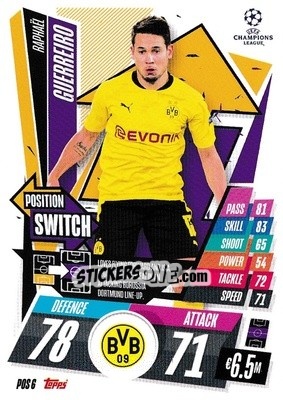 Sticker Raphaël Guerreiro - UEFA Champions League 2020-2021. Match Attax Extra n. POS6 - Panini