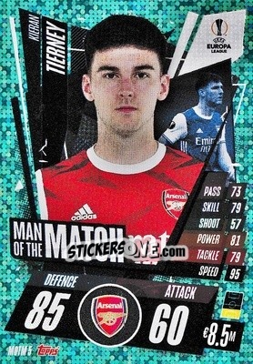 Sticker Kieran Tierney - UEFA Champions League 2020-2021. Match Attax Extra n. MOTM5 - Panini