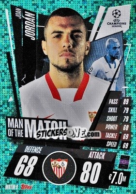 Sticker Joan Jordán - UEFA Champions League 2020-2021. Match Attax Extra n. MOTM9 - Panini