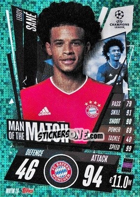 Sticker Leroy Sané - UEFA Champions League 2020-2021. Match Attax Extra - Panini