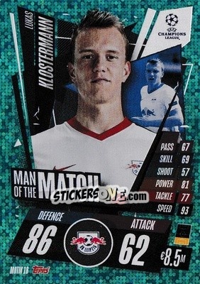 Sticker Lukas Klostermann - UEFA Champions League 2020-2021. Match Attax Extra n. MOTM18 - Panini