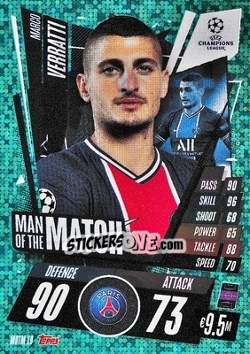 Sticker Marco Verratti - UEFA Champions League 2020-2021. Match Attax Extra n. MOTM19 - Panini