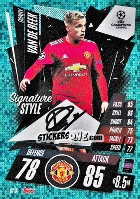 Sticker Donny van de Beek - UEFA Champions League 2020-2021. Match Attax Extra n. SI3 - Panini