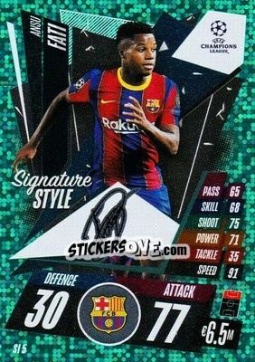 Sticker Ansu Fati - UEFA Champions League 2020-2021. Match Attax Extra n. SI5 - Panini