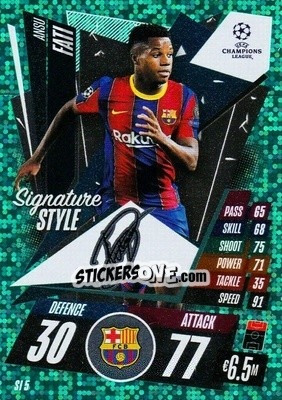 Figurina Ansu Fati - UEFA Champions League 2020-2021. Match Attax Extra - Panini