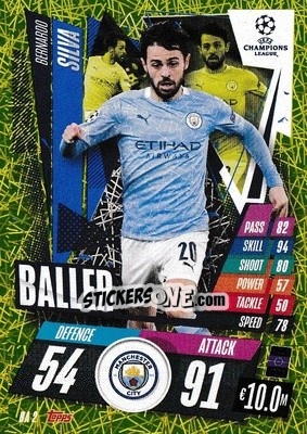 Sticker Bernardo Silva - UEFA Champions League 2020-2021. Match Attax Extra n. BA2 - Panini