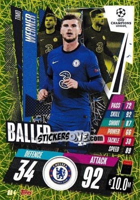 Sticker Timo Werner - UEFA Champions League 2020-2021. Match Attax Extra n. BA4 - Panini