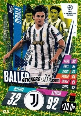 Sticker Paulo Dybala - UEFA Champions League 2020-2021. Match Attax Extra n. BA13 - Panini