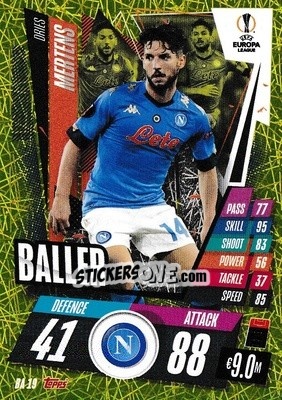 Sticker Dries Mertens - UEFA Champions League 2020-2021. Match Attax Extra n. BA19 - Panini