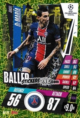 Sticker Ángel Di María - UEFA Champions League 2020-2021. Match Attax Extra n. BA22 - Panini
