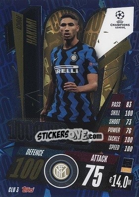 Sticker Achraf Hakimi - UEFA Champions League 2020-2021. Match Attax Extra n. CLU3 - Panini