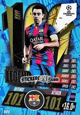 Sticker Xavi - UEFA Champions League 2020-2021. Match Attax Extra n. CLU6 - Panini