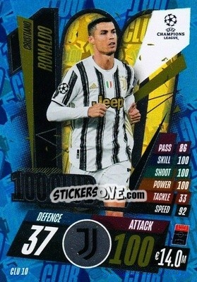 Sticker Cristiano Ronaldo - UEFA Champions League 2020-2021. Match Attax Extra n. CLU10 - Panini
