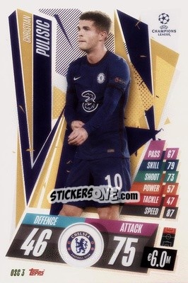 Sticker Christian Pulisic - UEFA Champions League 2020-2021. Match Attax Extra n. OSC3 - Panini