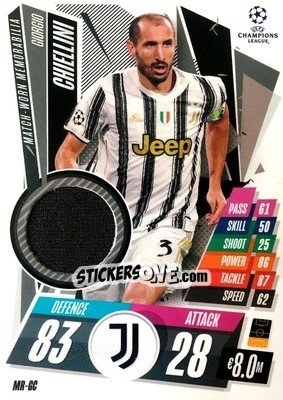 Sticker Giorgio Chiellini - UEFA Champions League 2020-2021. Match Attax Extra n. MR-GC - Panini