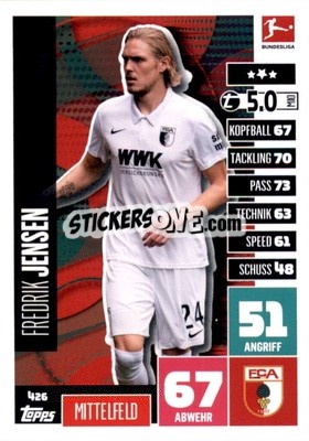 Sticker Fredrik Jensen - German Fussball Bundesliga 2020-2021. Match Attax Extra - Panini