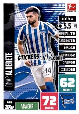 Sticker Omar Alderete - German Fussball Bundesliga 2020-2021. Match Attax Extra - Panini