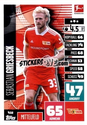 Figurina Sebastian Griesbeck - German Fussball Bundesliga 2020-2021. Match Attax Extra - Panini