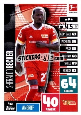 Cromo Sheraldo Becker - German Fussball Bundesliga 2020-2021. Match Attax Extra - Panini