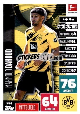 Sticker Mahmoud Dahoud - German Fussball Bundesliga 2020-2021. Match Attax Extra - Panini