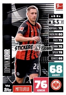Sticker Dominik Kohr - German Fussball Bundesliga 2020-2021. Match Attax Extra - Panini