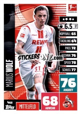 Figurina Marius Wolf - German Fussball Bundesliga 2020-2021. Match Attax Extra - Panini