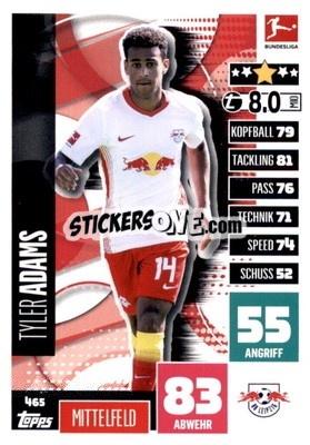 Sticker Tyler Adams - German Fussball Bundesliga 2020-2021. Match Attax Extra - Panini