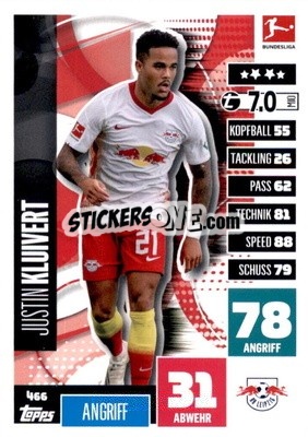 Sticker Justin Kluivert - German Fussball Bundesliga 2020-2021. Match Attax Extra - Panini