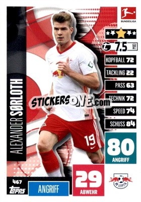 Sticker Alexander Sørloth - German Fussball Bundesliga 2020-2021. Match Attax Extra - Panini