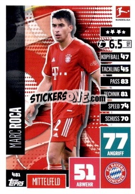 Sticker Marc Roca - German Fussball Bundesliga 2020-2021. Match Attax Extra - Panini