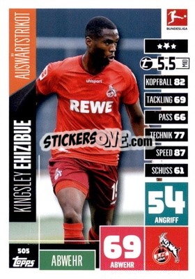 Cromo Kingsley Ehizibue - German Fussball Bundesliga 2020-2021. Match Attax Extra - Panini