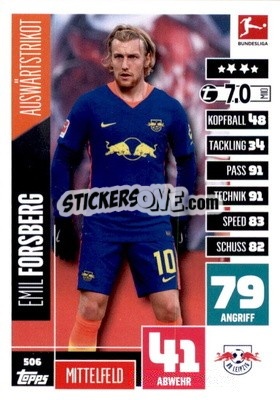Sticker Emil Forsberg - German Fussball Bundesliga 2020-2021. Match Attax Extra - Panini