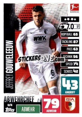 Cromo Jeffrey Gouweleeuw - German Fussball Bundesliga 2020-2021. Match Attax Extra - Panini