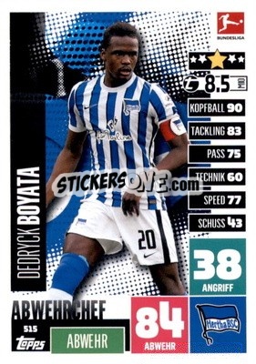 Sticker Dedryck Boyata - German Fussball Bundesliga 2020-2021. Match Attax Extra - Panini