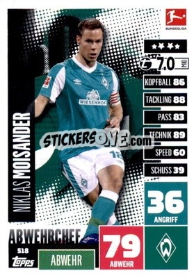 Sticker Niklas Moisander - German Fussball Bundesliga 2020-2021. Match Attax Extra - Panini