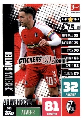 Sticker Christian Günter - German Fussball Bundesliga 2020-2021. Match Attax Extra - Panini