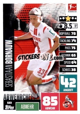 Sticker Sebastiaan Bornauw - German Fussball Bundesliga 2020-2021. Match Attax Extra - Panini