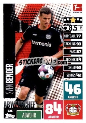 Sticker Lars Bender - German Fussball Bundesliga 2020-2021. Match Attax Extra - Panini