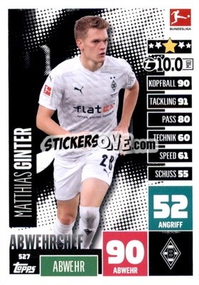 Sticker Matthias Ginter - German Fussball Bundesliga 2020-2021. Match Attax Extra - Panini