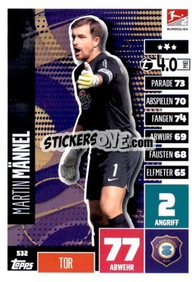Sticker Martin Männel - German Fussball Bundesliga 2020-2021. Match Attax Extra - Panini