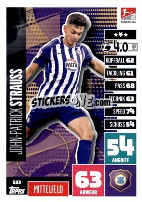 Sticker John-Patrick Strauß - German Fussball Bundesliga 2020-2021. Match Attax Extra - Panini