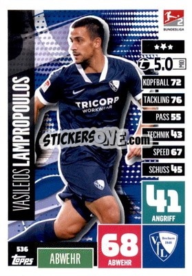 Sticker Vasilis Lampropoulos - German Fussball Bundesliga 2020-2021. Match Attax Extra - Panini