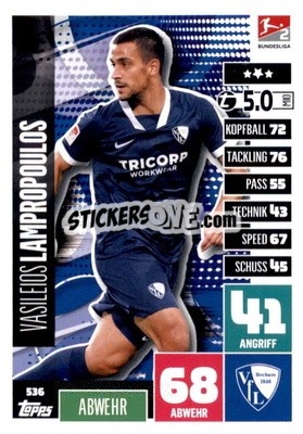 Cromo Vasilis Lampropoulos - German Fussball Bundesliga 2020-2021. Match Attax Extra - Panini