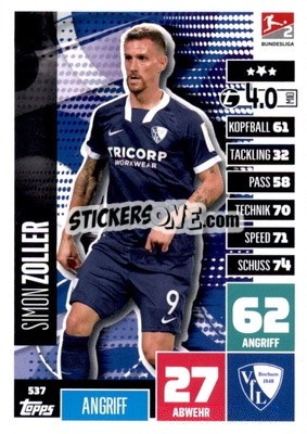 Sticker Simon Zoller - German Fussball Bundesliga 2020-2021. Match Attax Extra - Panini