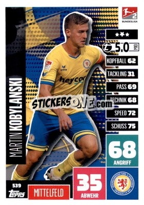 Sticker Martin Kobylanski - German Fussball Bundesliga 2020-2021. Match Attax Extra - Panini