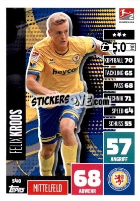 Sticker Felix Kroos - German Fussball Bundesliga 2020-2021. Match Attax Extra - Panini